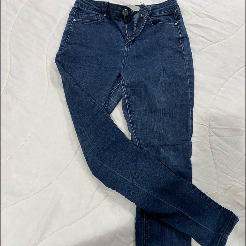 High Rise Dark Denim Skinny Jeans